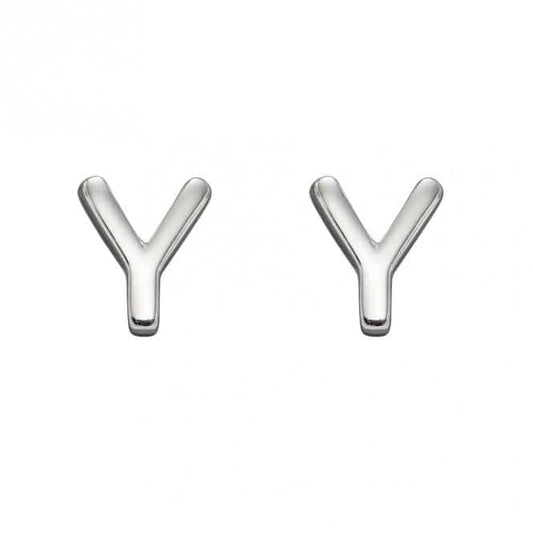 Initial Y Sterling Silver Stud Earrings E6042