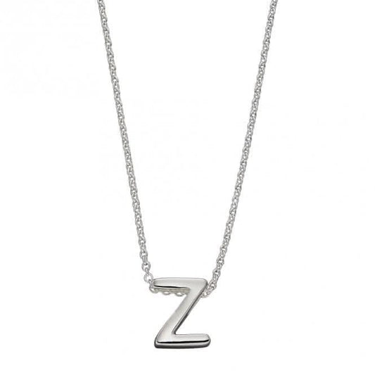 Initial Z Plain Silver Initial Necklace N4453