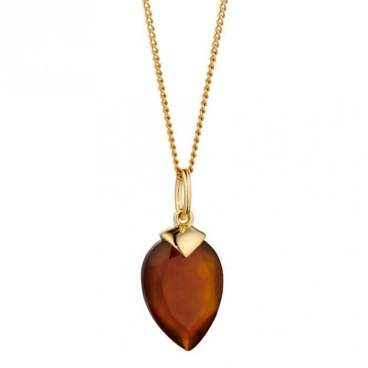 January Yellow Gold Plated Birthstone Chalcedony Stone Pendant P4975