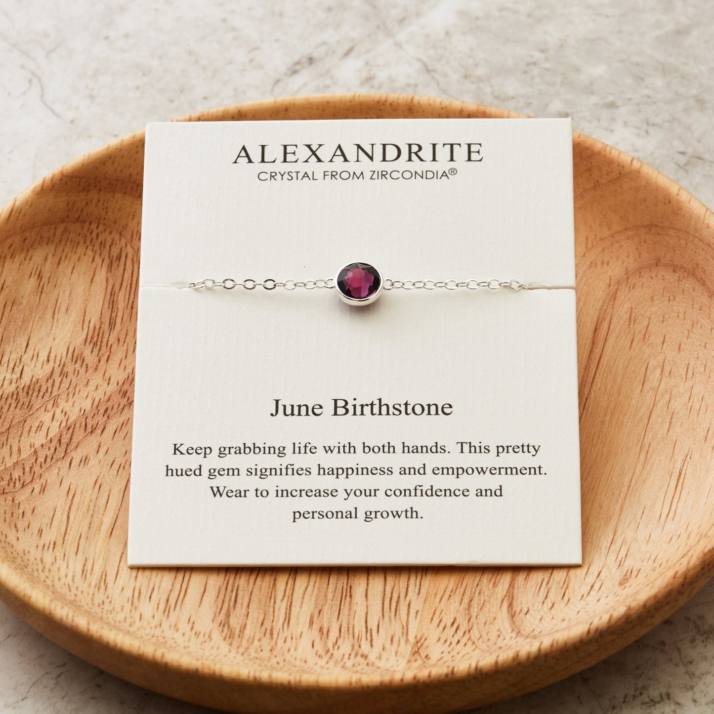 June (Alexandrite) Birthstone Anklet Created with Zircondia® Crystals