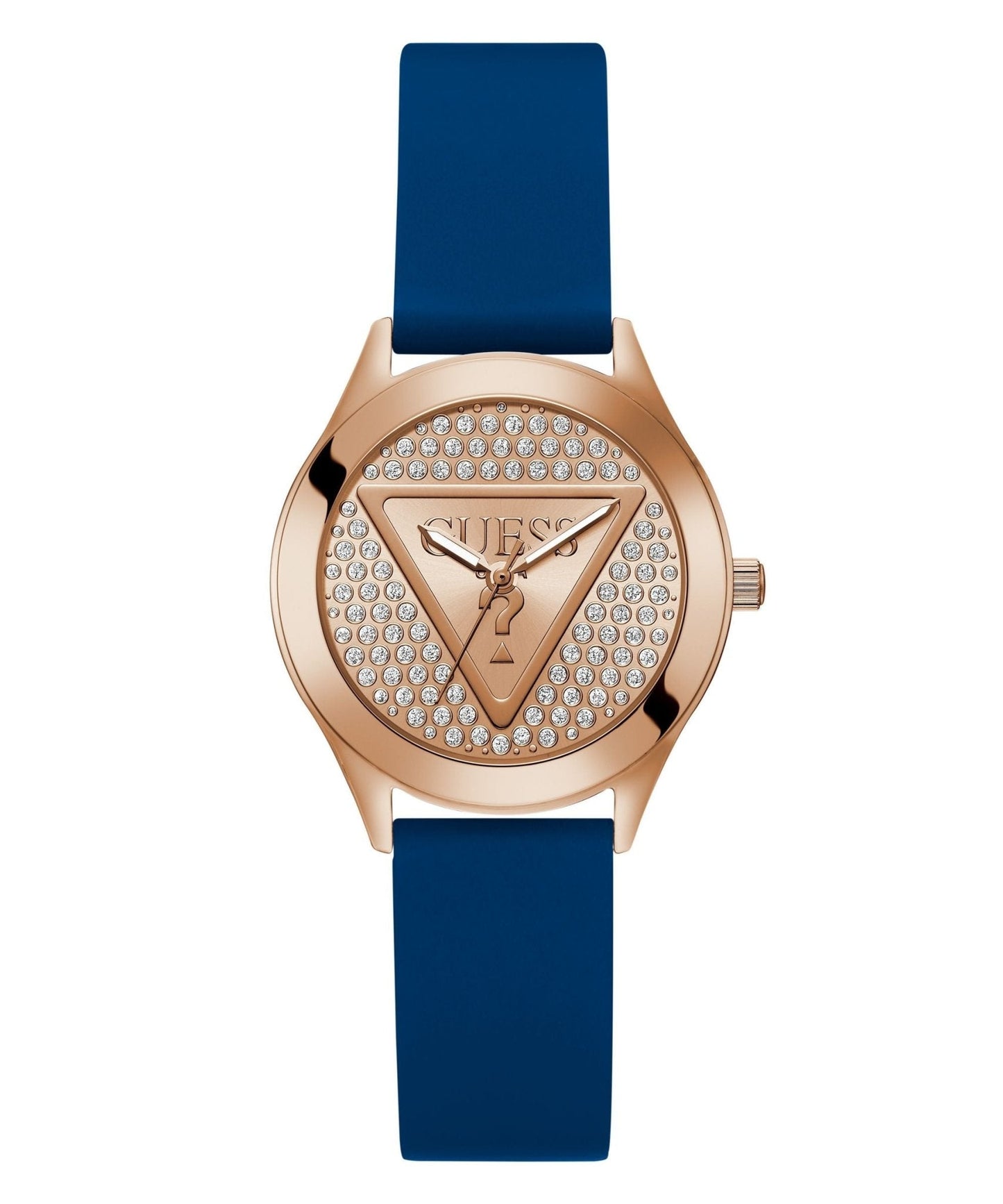 Ladies Glitz Plaque Rose Gold Tone Silicone Watch Gw0745l4