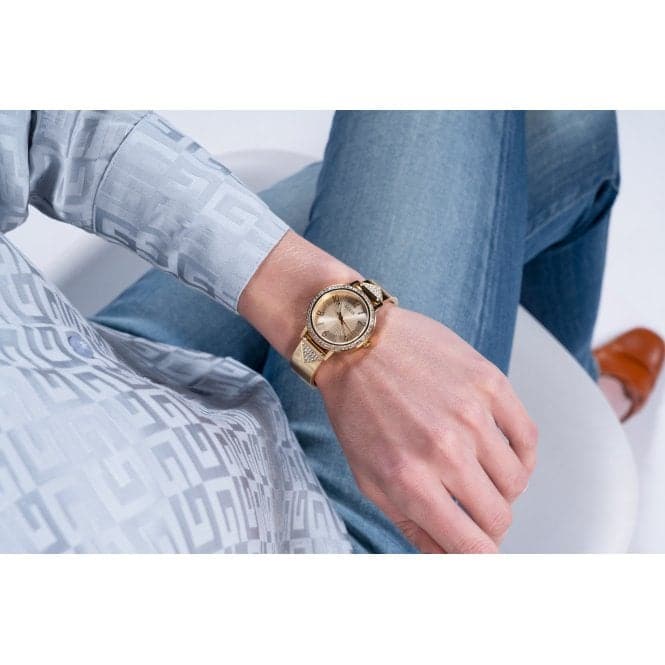 Guess Watches Ladies Tri Luxe Stainless Steel Gold Tone Watch Gw0474l2