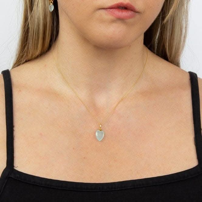 March Yellow Gold Plated Birthstone Chalcedony Stone Pendant P4977