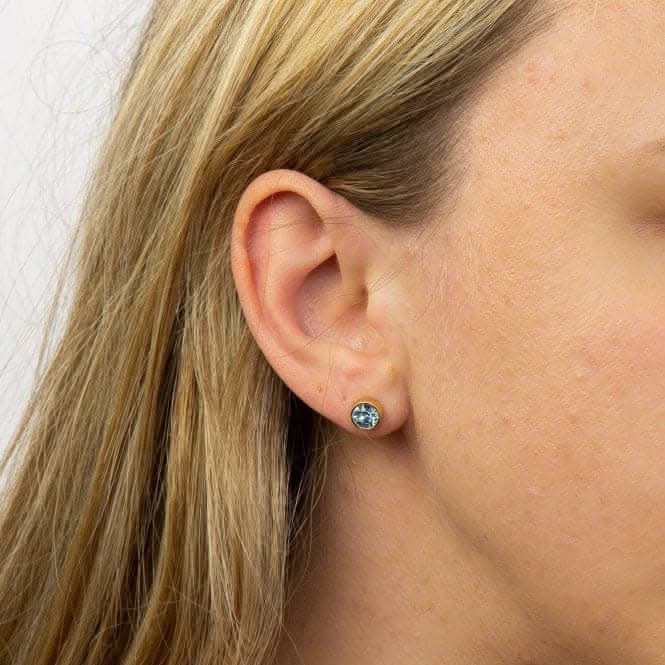 March Yellow Gold Plated Birthstone Earrings with Swarovski Crystal E1539