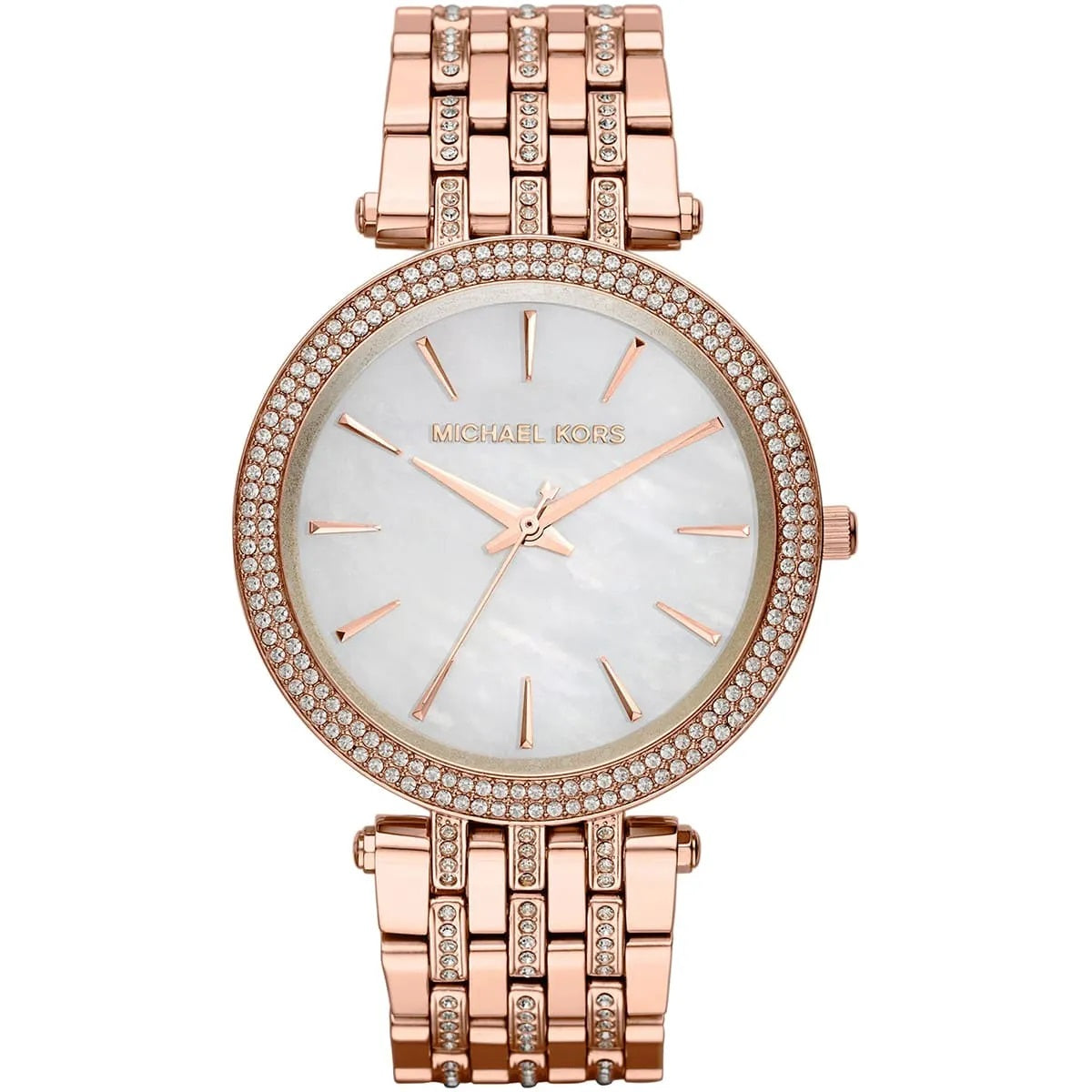 Michael Kors Women’s Watch Stainless Steel Rose Gold Strap With Mother Of Pearl Dial And Crystals MK3220