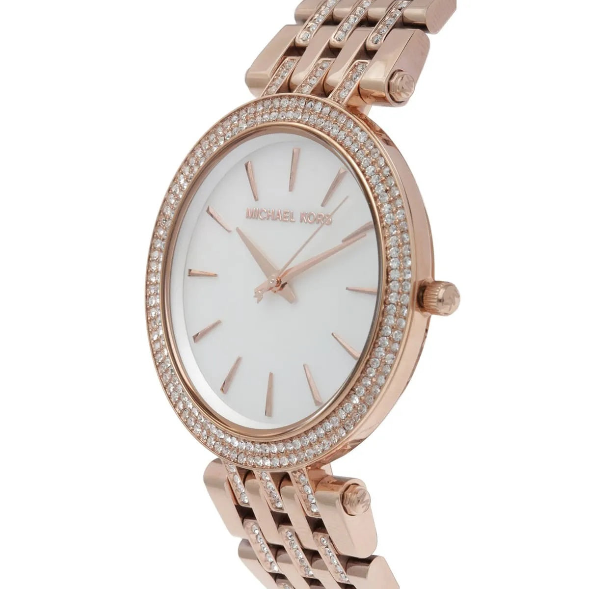Michael Kors Women’s Watch Stainless Steel Rose Gold Strap With Mother Of Pearl Dial And Crystals MK3220