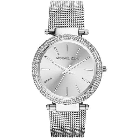 Michael Kors Women’s Watch Stainless Steel Silver Mesh Strap With Silver Dial And Crystals MK3367