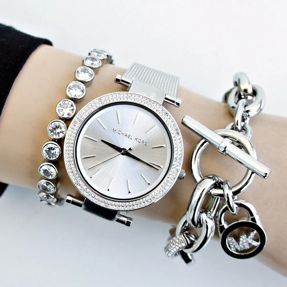 Michael Kors Women’s Watch Stainless Steel Silver Mesh Strap With Silver Dial And Crystals MK3367