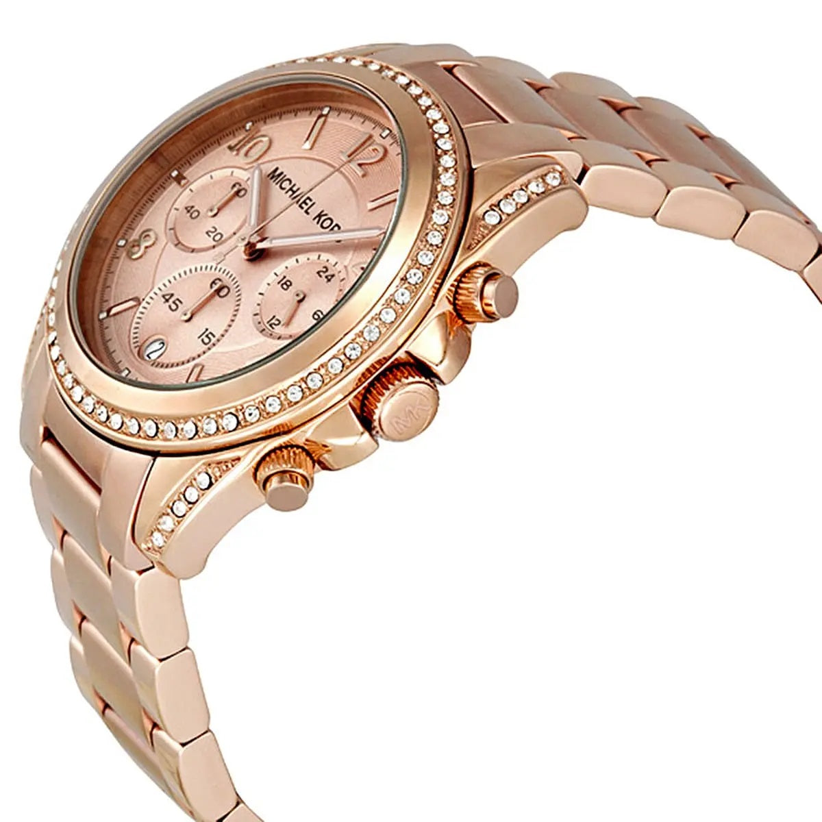 Michael Kors Women’s Watch Stainless Steel Rose Gold Strap With Rose Gold Dial And Crystals MK5263