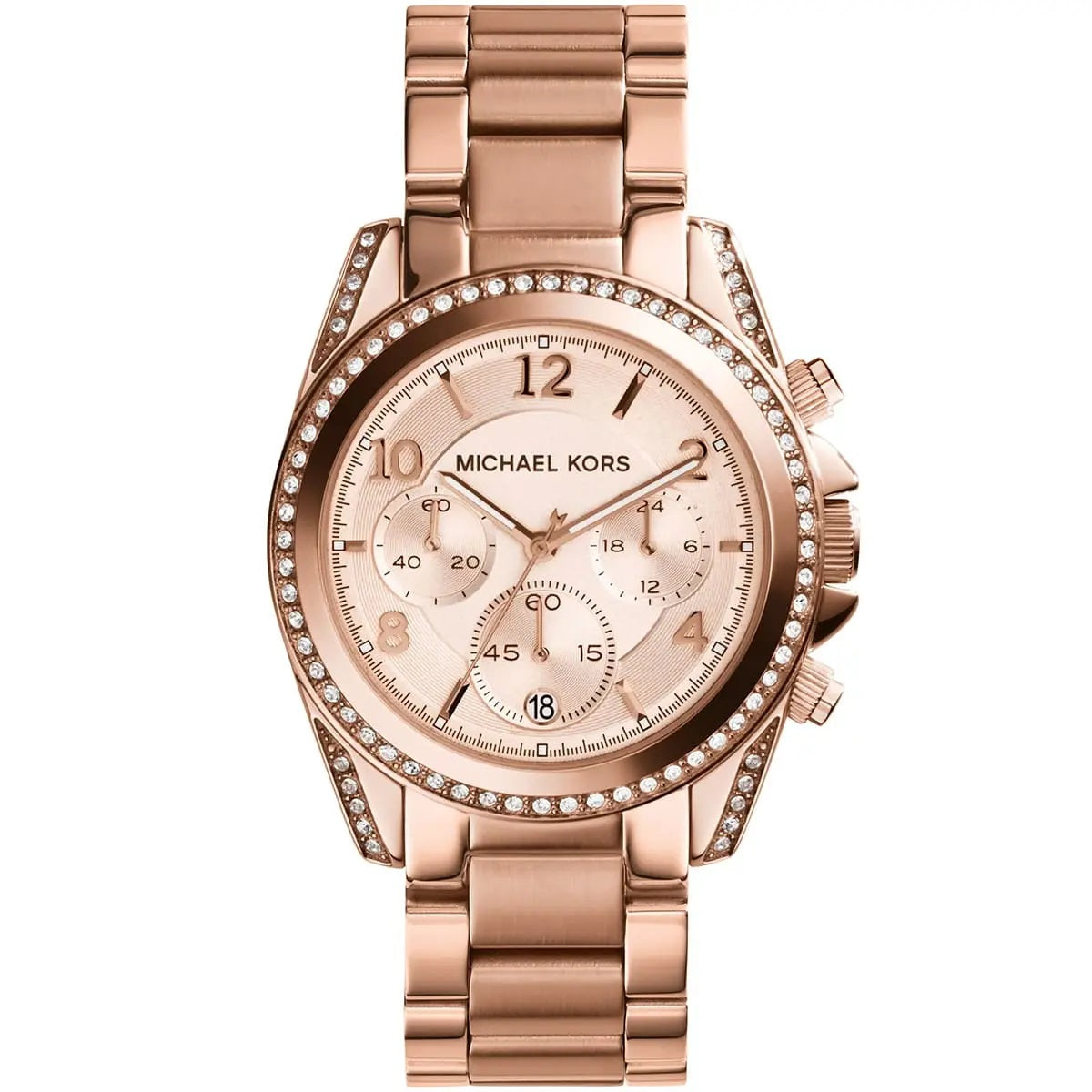 Michael Kors Women’s Watch Stainless Steel Rose Gold Strap With Rose Gold Dial And Crystals MK5263