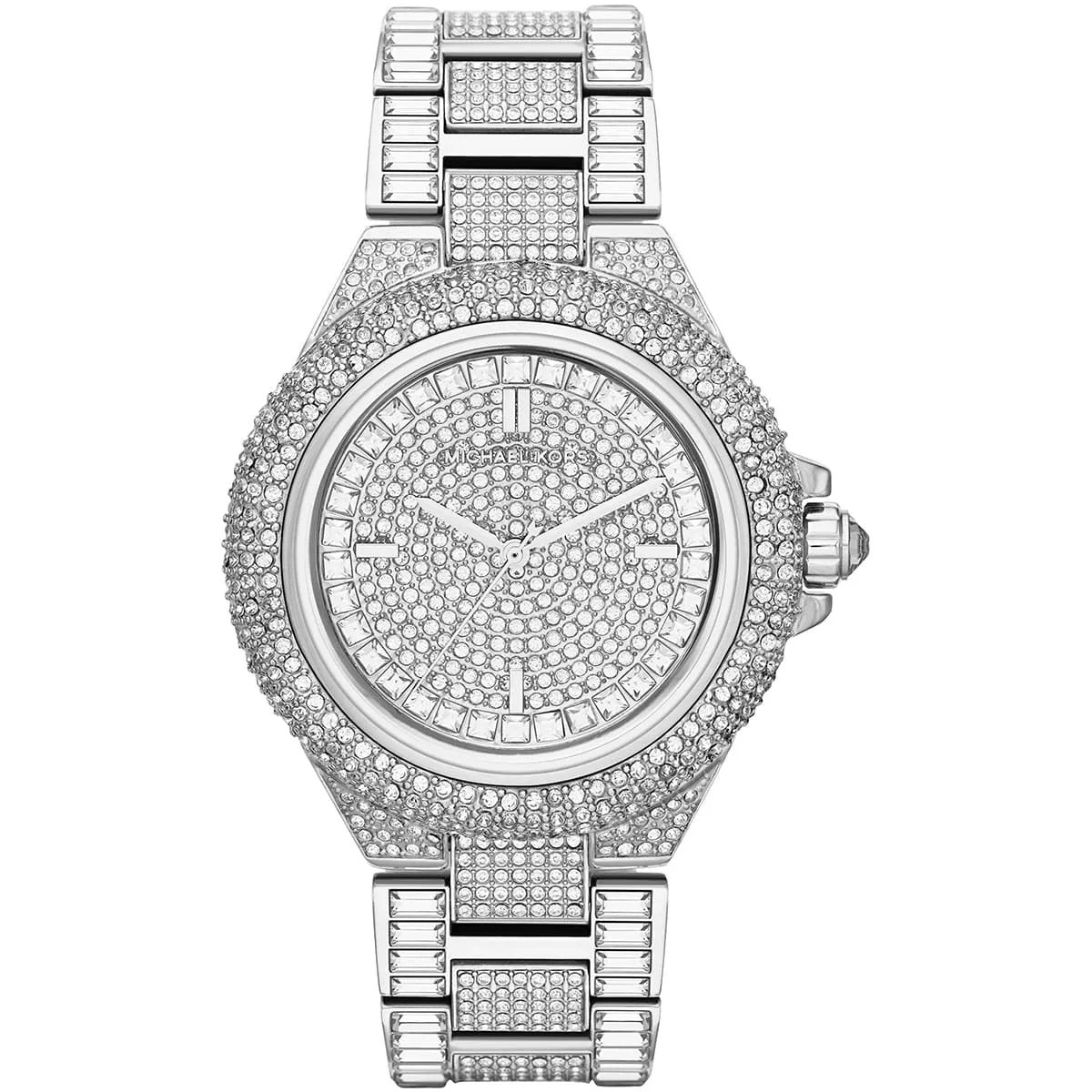 Michael Kors Women’s Watch Stainless Steel Silver Strap With Pave Crystal Silver Dial MK5869