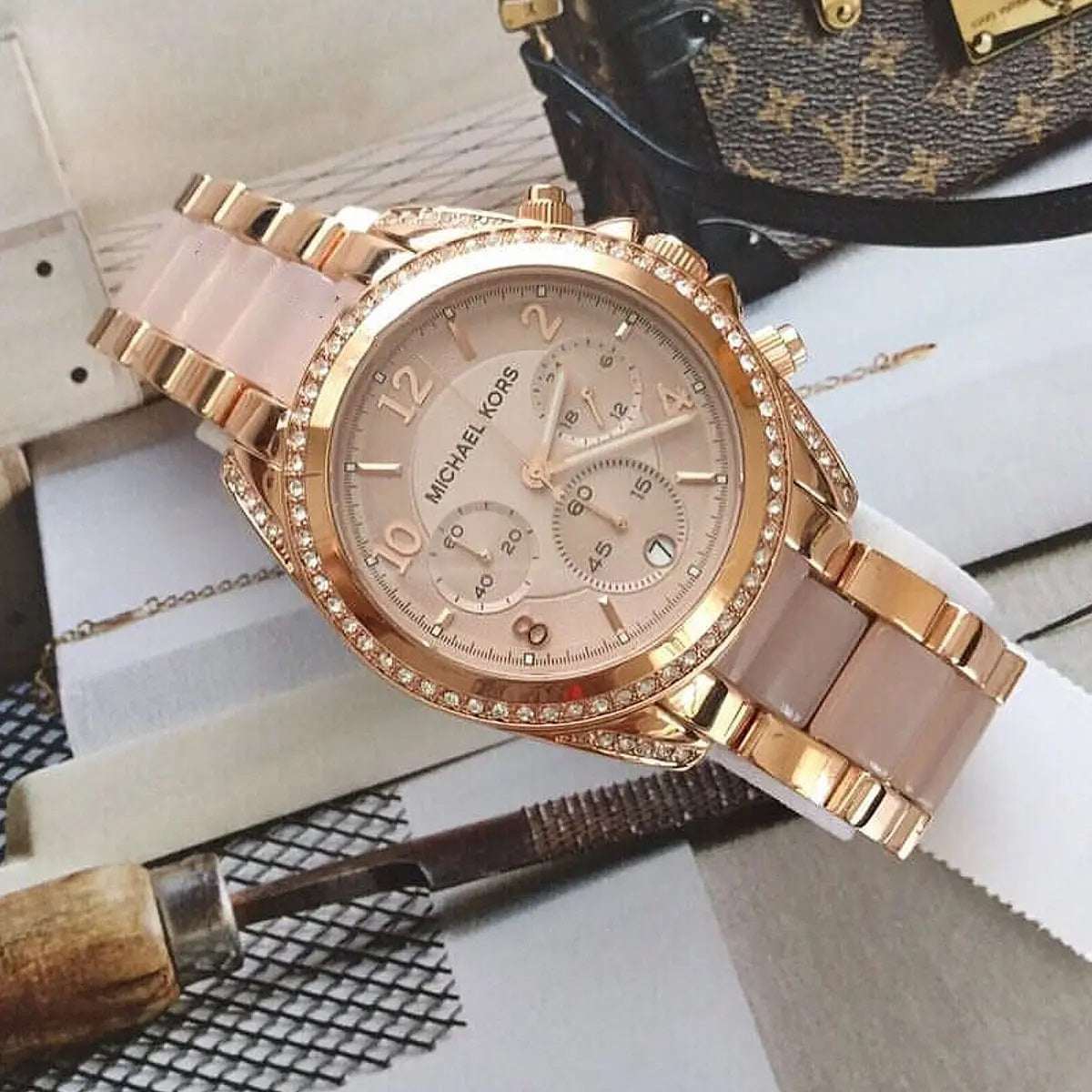 Michael Kors Women’s Watch Stainless Steel Rose Gold Strap With Rose Gold Dial MK5943
