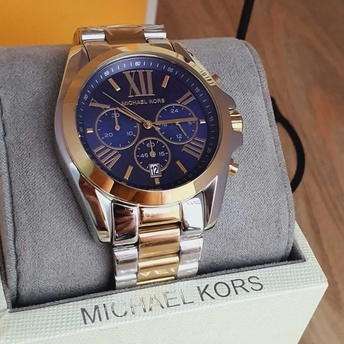 Michael Kors Women’s Watch Stainless Steel Two Tone Gold & Silver Strap With Blue Dial MK5976