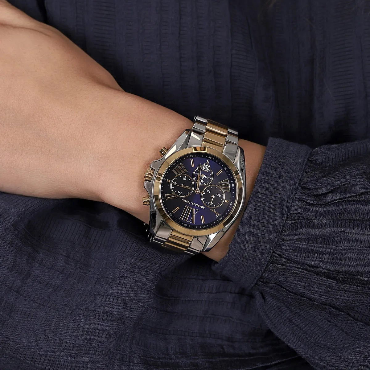 Michael Kors Women’s Watch Stainless Steel Two Tone Gold & Silver Strap With Blue Dial MK5976