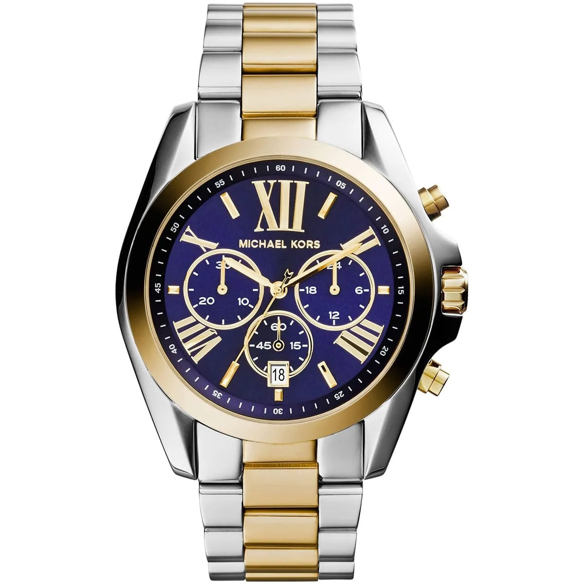 Michael Kors Women’s Watch Stainless Steel Two Tone Gold & Silver Strap With Blue Dial MK5976