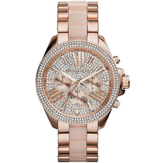 Michael Kors Women’s Watch Stainless Steel Rose Gold Strap With Pave Crystal Dial MK6096