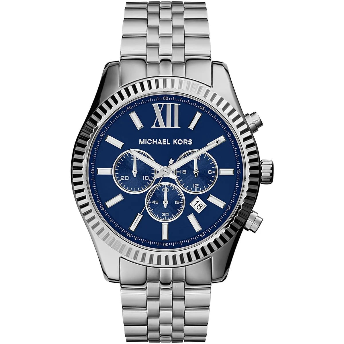 Michael Kors Men’s Watch Stainless Steel Silver Strap With Blue Dial MK8280