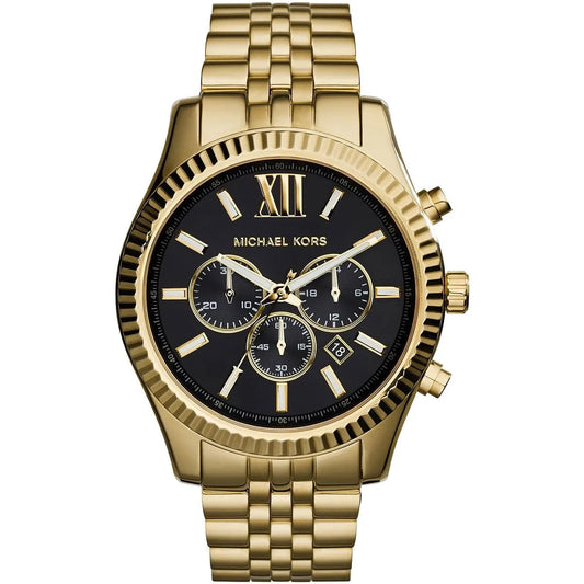 Michael Kors Men’s Watch Stainless Steel Gold Strap With Black Dial MK8286