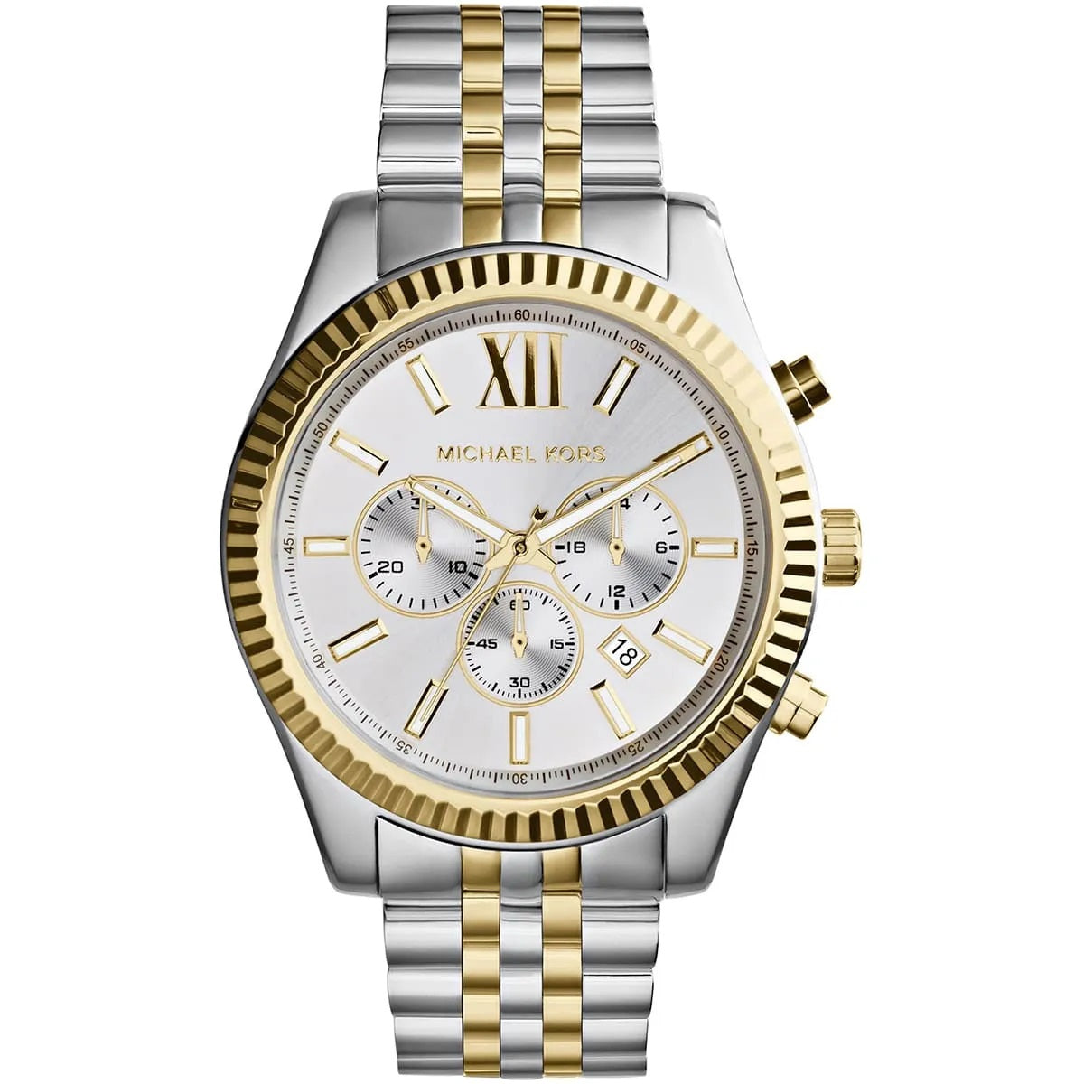Michael Kors Men’s Watch Two-Tone Silver And Gold Strap With Silver Dial MK8344