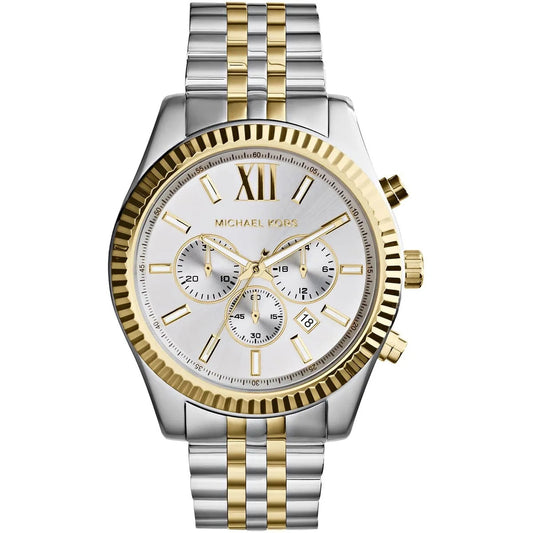 Michael Kors Men’s Watch Two-Tone Silver And Gold Strap With Silver Dial MK8344