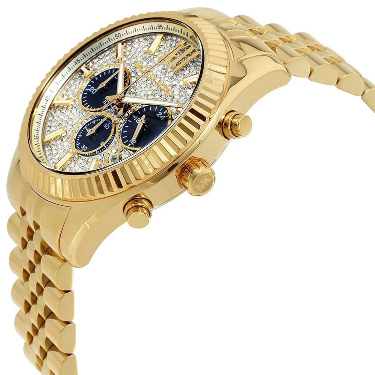 Michael Kors Men’s Watch Stainless Steel Gold Strap With Pave Crystal Dial MK8494