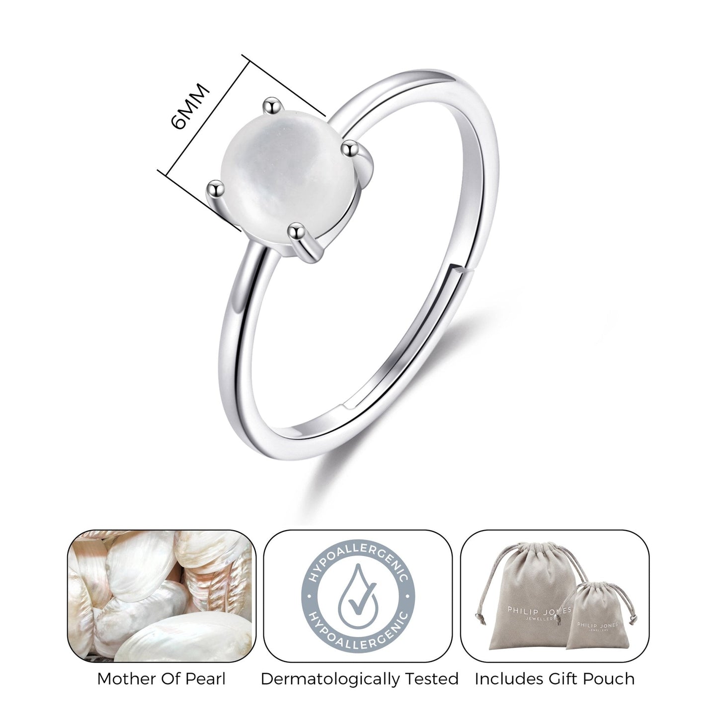 Mother of Pearl Adjustable Ring