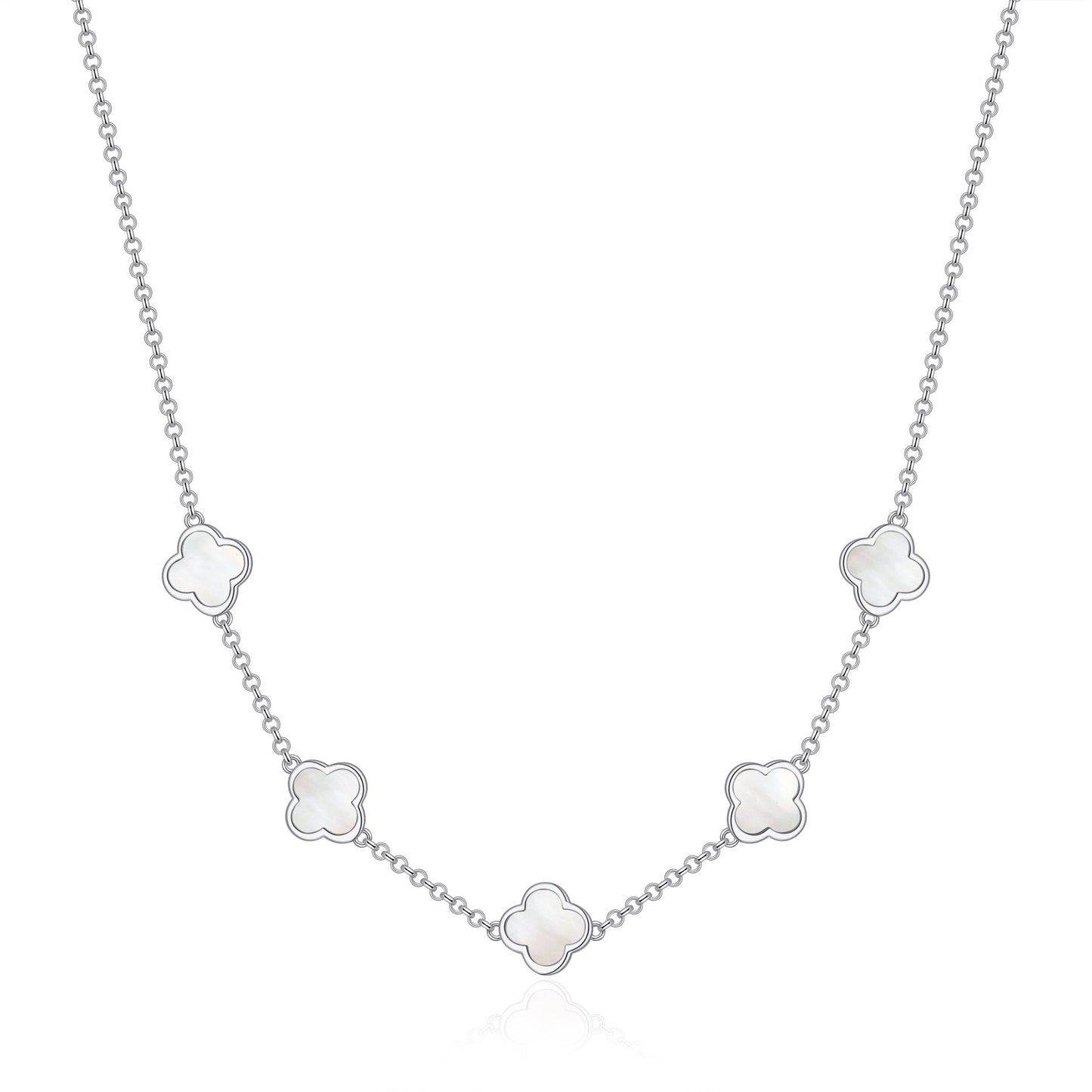 Mother of Pearl Gemstone Multi Clover Necklace