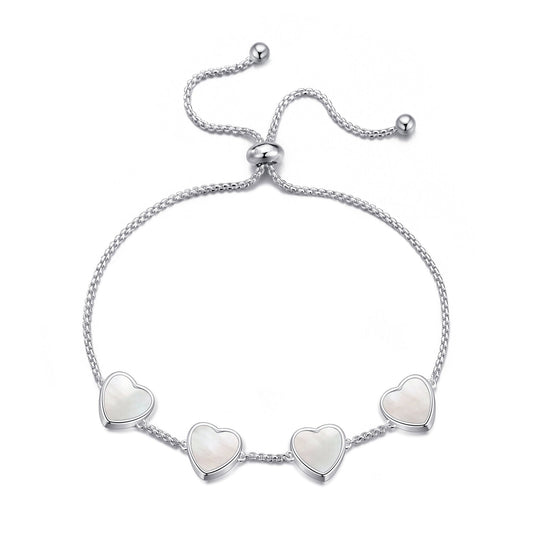 Mother of Pearl Gemstone Multi Heart Friendship Bracelet