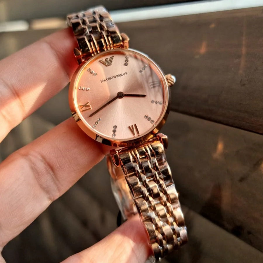 Emporio Armani AR11059 Gianni T-Bar Rose Gold Watch