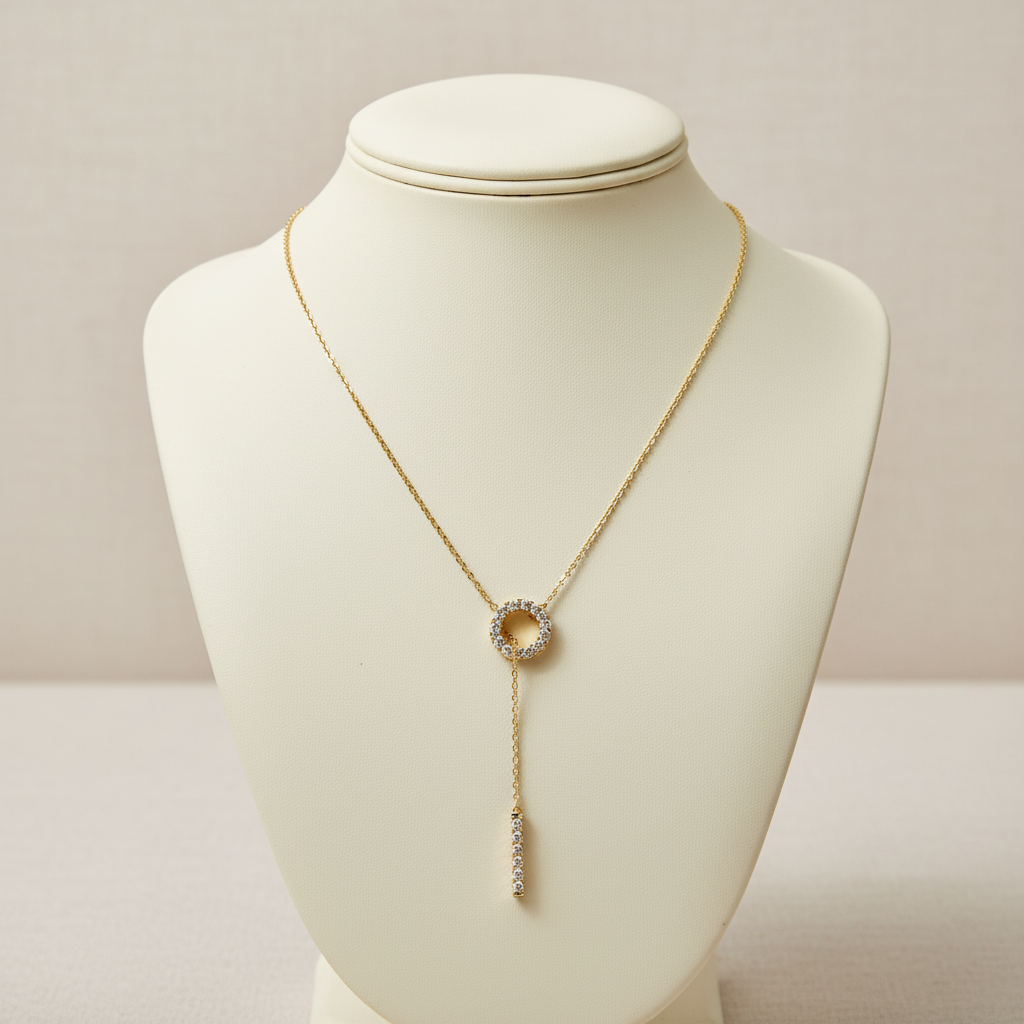 Ameya Celeste Drop Pendant Necklace – 18K Gold Plating on Sterling Silver