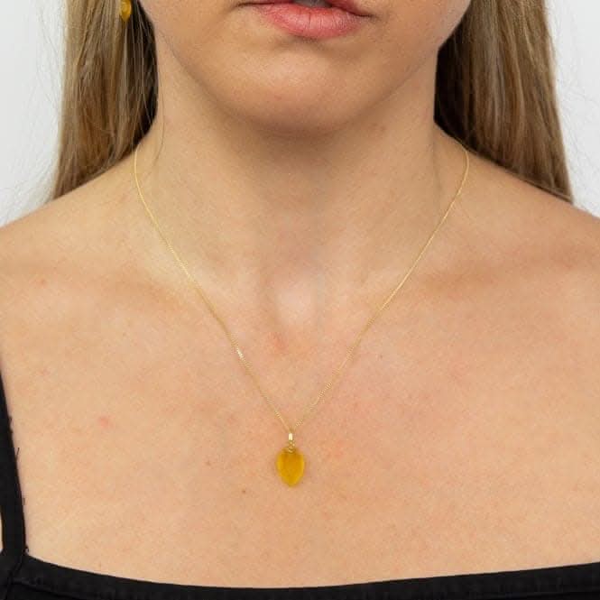 November Yellow Gold Plated Birthstone Chalcedony Stone Pendant P4985