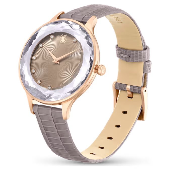 Swarovski Octea Nova Quartz Rose Gold Tone Taupe Watch 5649999