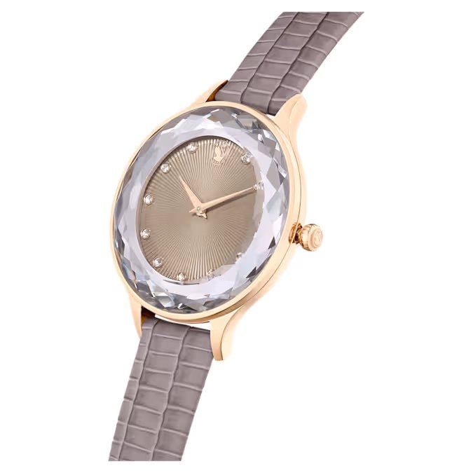 Swarovski Octea Nova Quartz Rose Gold Tone Taupe Watch 5649999