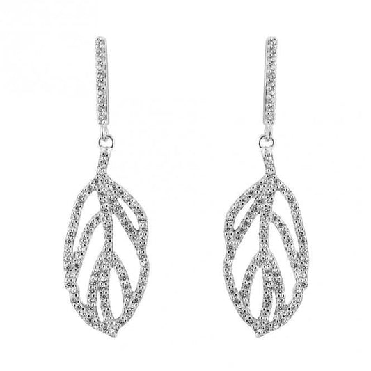 Organic Leaf With Zirconia Earrings E6250C