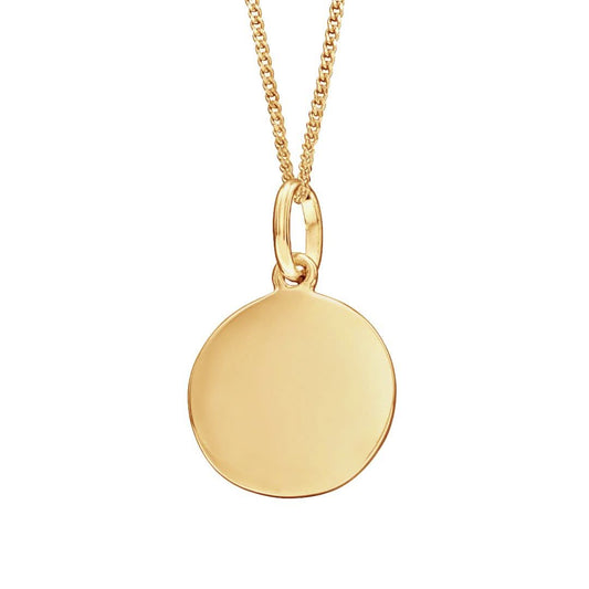 Gold Plated Engravable Disc Pendant P1590