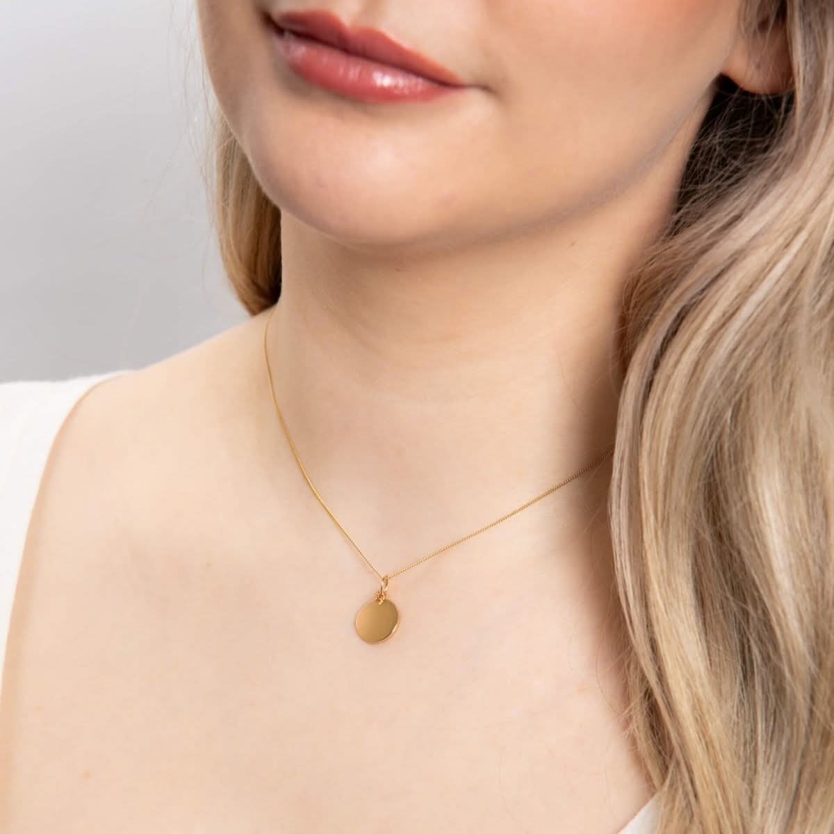 Gold Plated Engravable Disc Pendant P1590