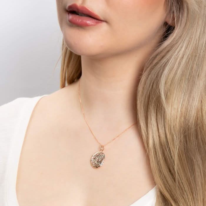 Elements Silver Rose Gold Plated Rose Bush Embossed Locket Pendant P4702