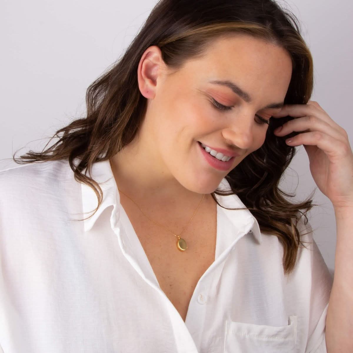 Gold Plated Oval Plain Locket Pendant P5271