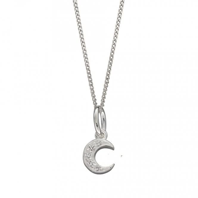 Pave Set Crescent Moon Pendant with Zirconia P4973C