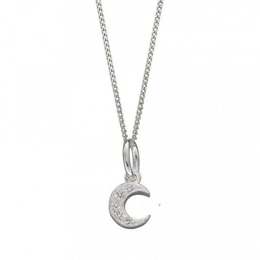 Pave Set Crescent Moon Pendant with Zirconia P4973C