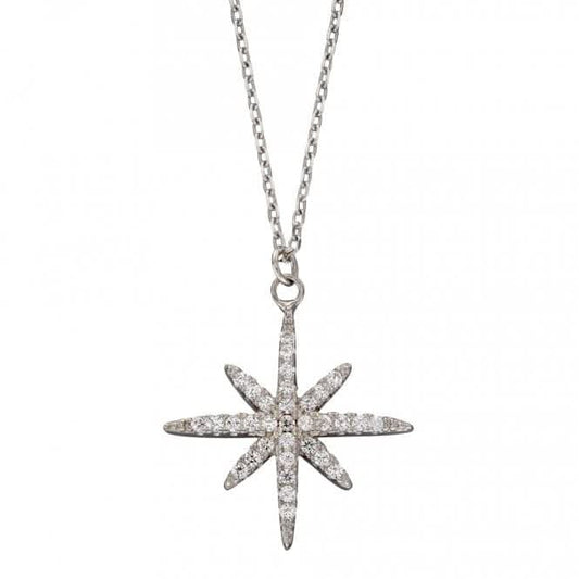 Pave Set Zirconia Starburst Necklace N4421C