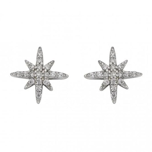 Pave Set Zirconia Starburst Stud Earrings E5987C