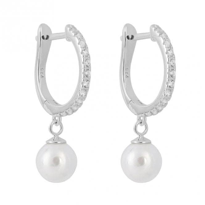 Pearl Pave Hoop Earrings E6234W