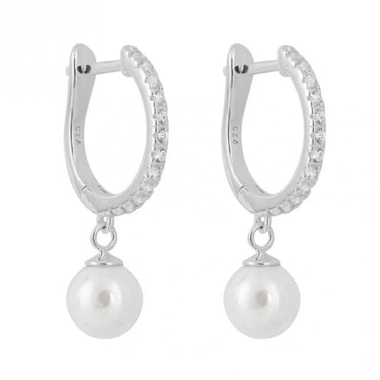 Pearl Pave Hoop Earrings E6234W