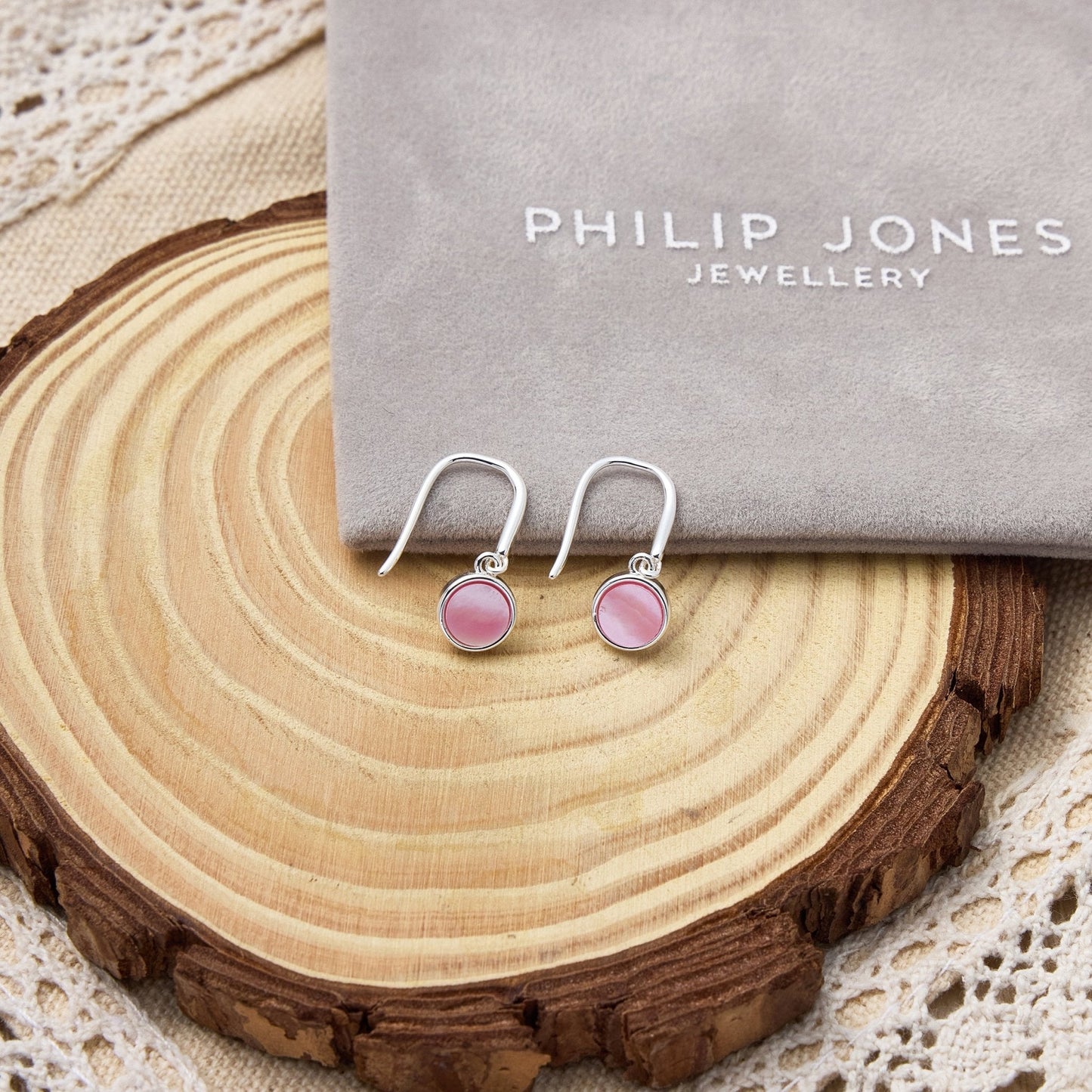 Pink Mother of Pearl Drop Earrings