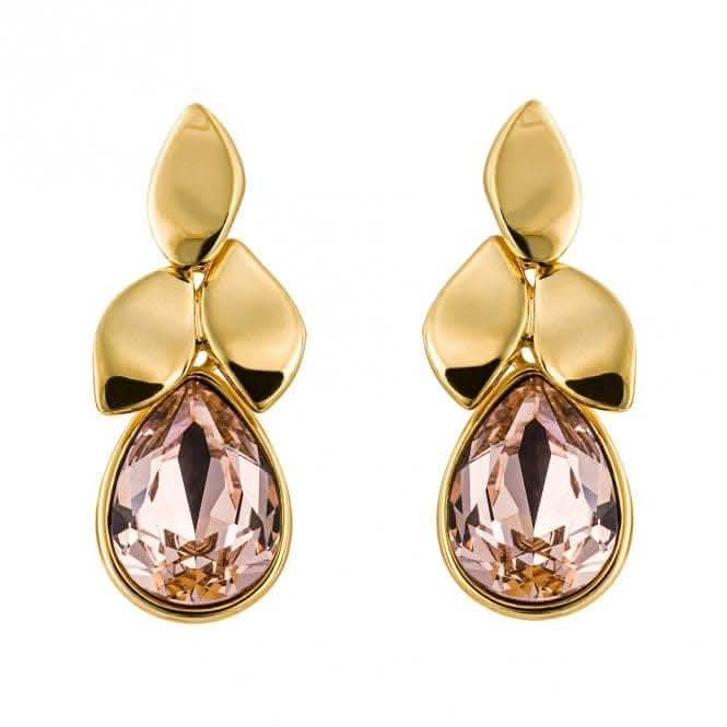 Plain Polished Petals Pink Vintage Rose Yellow Plating Earrings E6259P