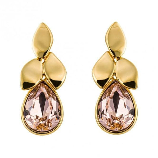 Plain Polished Petals Pink Vintage Rose Yellow Plating Earrings E6259P