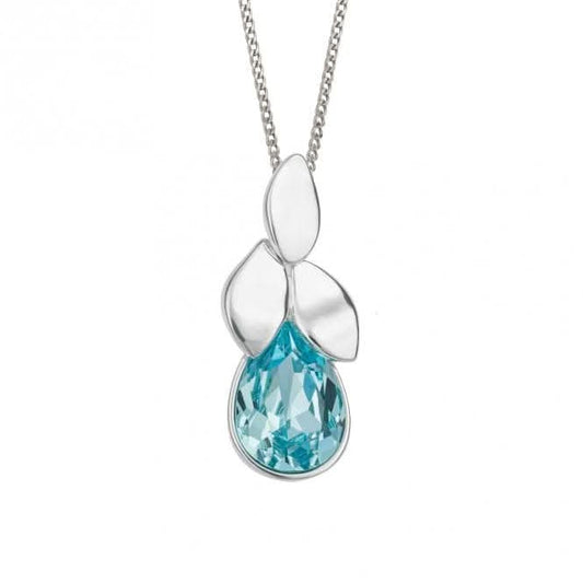 Plain Polished Petals With Aqua Bohemic Preciosa Pendant P5238T