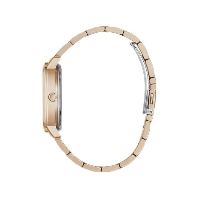 Guess Watches Quattro Clear Ladies Trend Rose Gold Stainless Steel Watch Gw0300l3