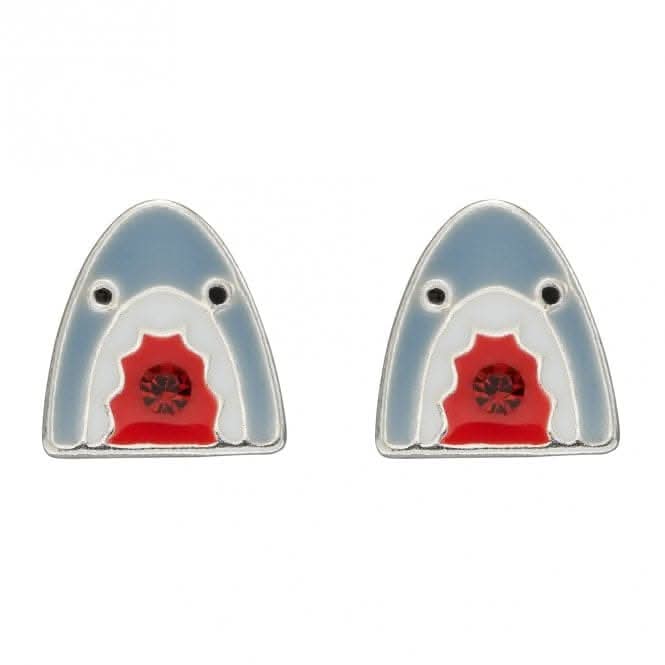 Shark Enamel and Crystal Stud Earrings A2079R